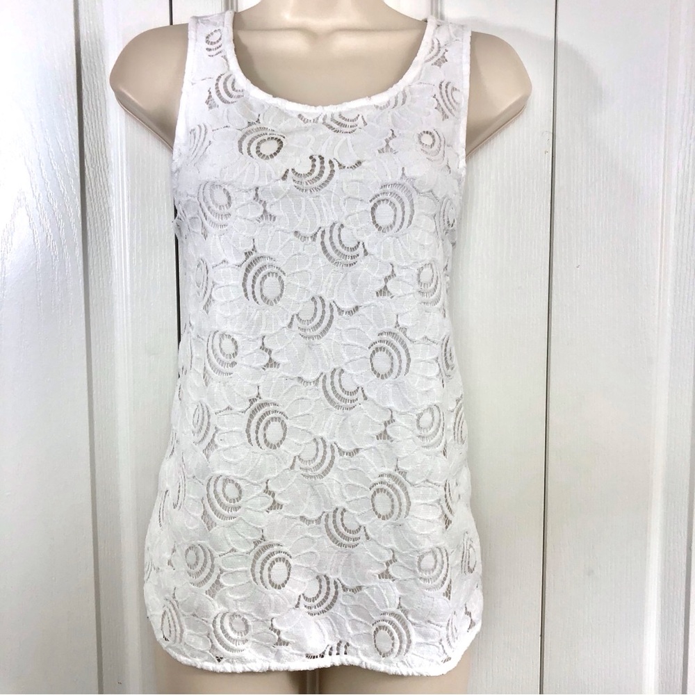 Express White Lace Popover Tank Top